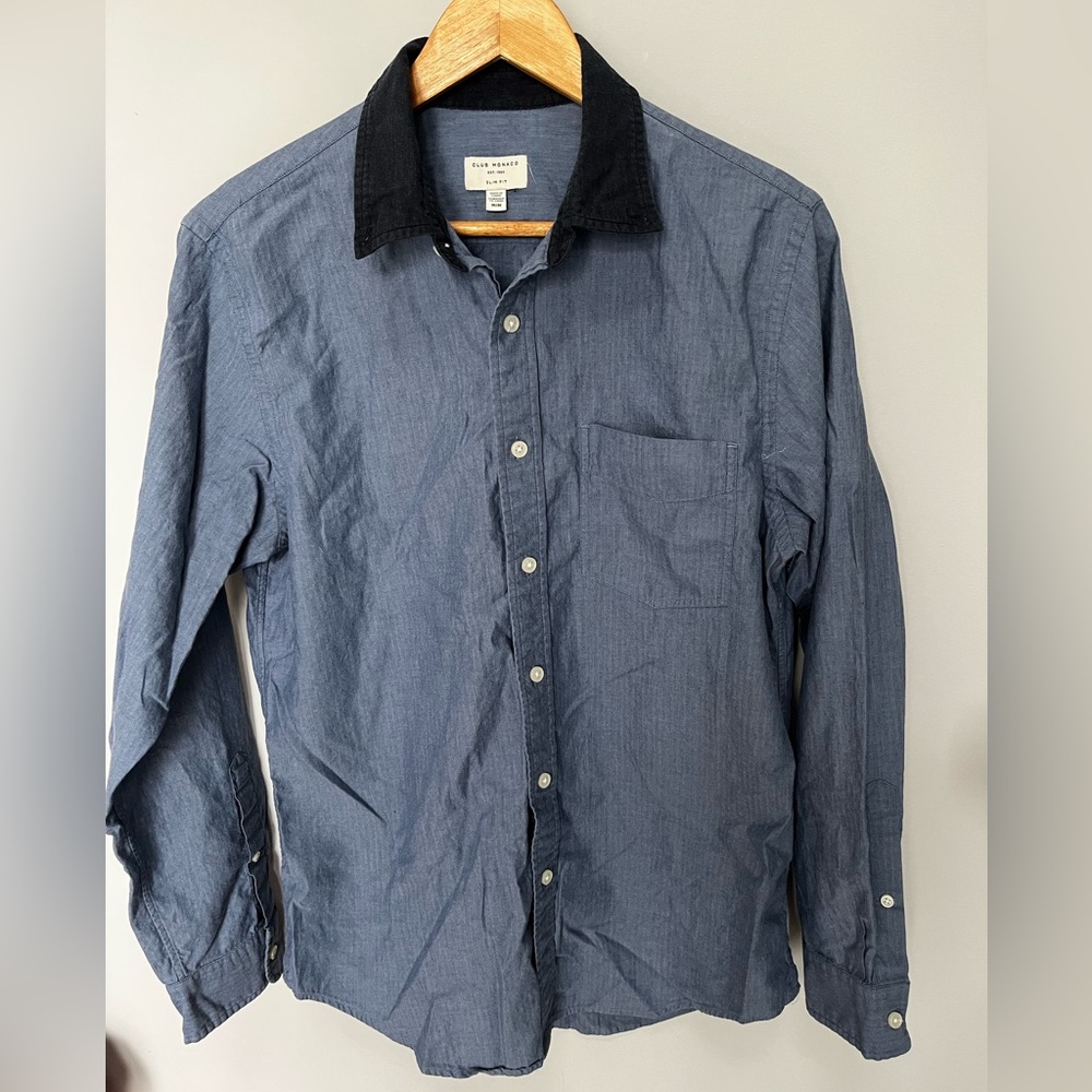 CLUB MONACO LONG-SLEEVE POLO ON EUC; SIZE:M SLIM FIT STYLE